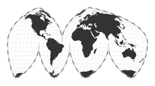 Mapa Del Mundo Vectorial Bogg Interrumpió Proyección Eumórfica Mapa Geográfico — Archivo Imágenes Vectoriales