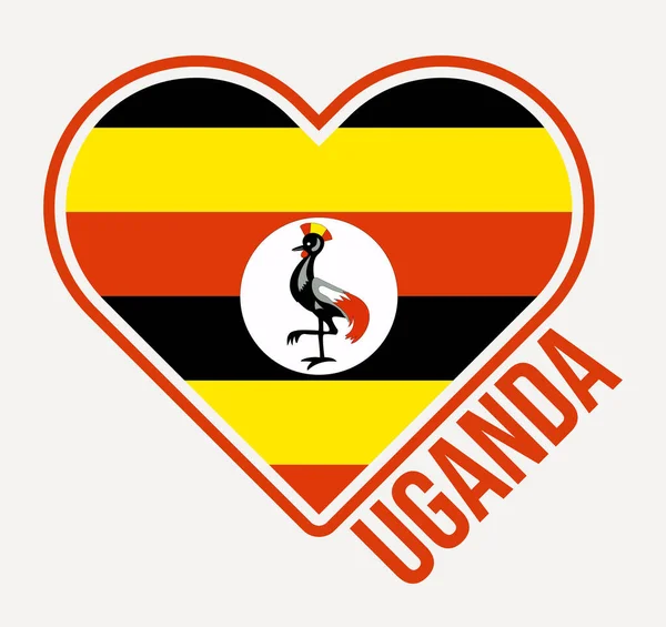 Uganda Heart Flag Badge Made Love Uganda Logo Flag Country — Vetor de Stock