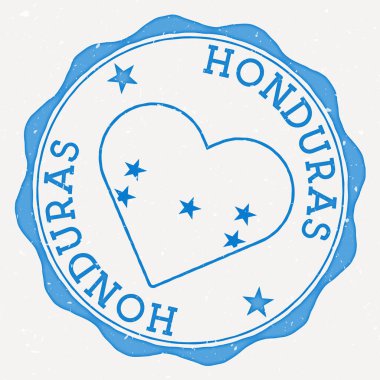 Honduras heart flag logo. Country name text around Honduras flag in a shape of heart. Neat vector illustration.