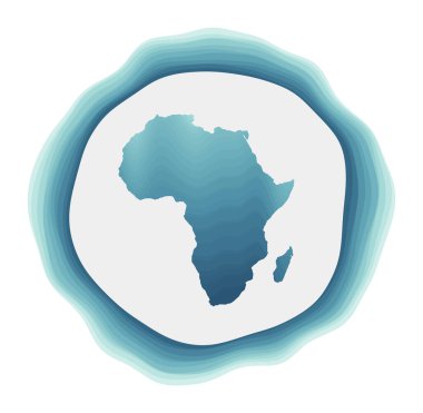 Africa logo. Badge of the continent. Layered circular sign around Africa border shape. Amazing vector illustration.