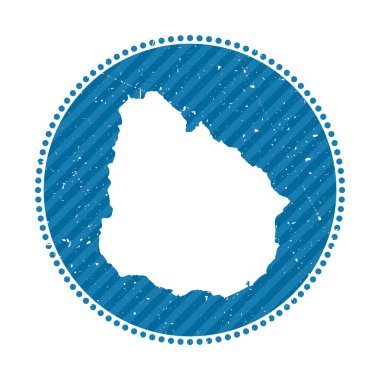 Uruguay striped retro travel sticker. Badge with map of country, vector illustration. Can be used as insignia, logotype, label, sticker or badge of the Uruguay.