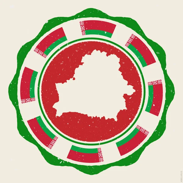 Belarus Vintage Sign Grunge Logo Map Belarus Former Flag 28Symbol — Stock Vector