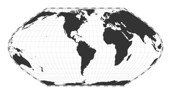 Vector World Map Eckert Projection Plain World Geographical Map Latitude — Stock vektor