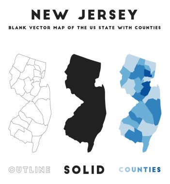 New Jersey map. Borders of New Jersey for your infographic. Vector us state shape. Vector illustration.