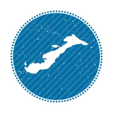 Amorgos striped retro travel sticker. Badge with map of island, vector illustration. Can be used as insignia, logotype, label, sticker or badge of the Amorgos.