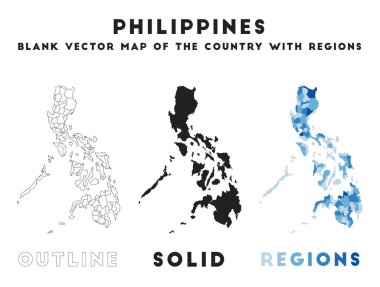 Philippines map. Borders of Philippines for your infographic. Vector country shape. Vector illustration.