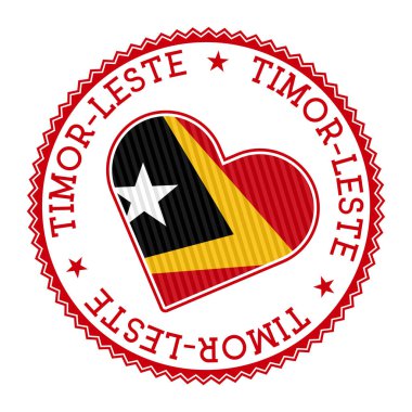 Timor-Leste heart badge. Vector logo of Timor-Leste with name of the country in Portuguese language. Neat Vector illustration.