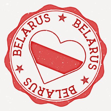 Belarus heart flag logo. Country name text around Belarus former flag %28symbol of protest, currently forbidden by the authorities%29 in a shape of heart. Powerful vector illustration. clipart