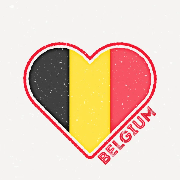 Belgium Heart Flag Badge Belgium Logo Grunge Texture Flag Country — Stockvector