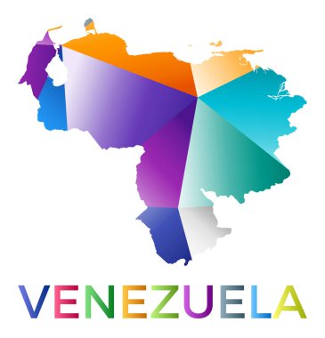 Bright colored Venezuela shape. Multicolor geometric style country logo. Modern trendy design. Trendy vector illustration.