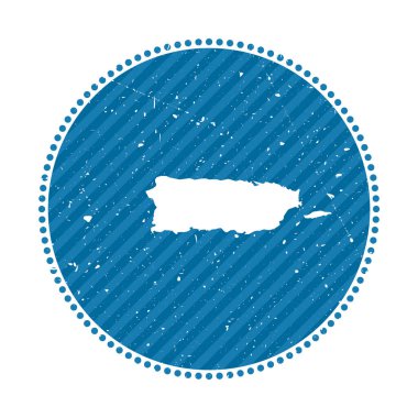 Puerto Rico striped retro travel sticker. Badge with map of country, vector illustration. Can be used as insignia, logotype, label, sticker or badge of the Puerto Rico.