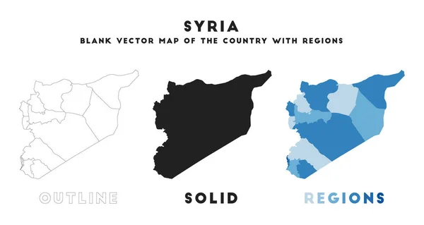 Suriye Haritası Bilgi Için Suriye Nin Sınırları Vektör Ülke Şekli — Stok Vektör