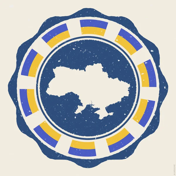 Ukrajinská Značka Ročníku Grunge Kulaté Logo Mapou Vlajkami Ukrajiny Umělecká — Stockový vektor