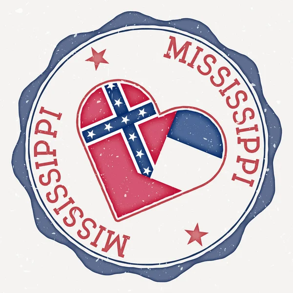 Mississippi Heart Flag Logo State Name Text Mississippi Flag Shape — Archivo Imágenes Vectoriales