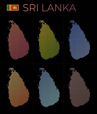 Sri Lanka dotted map set. Map of Sri Lanka in dotted style. Borders of the country filled with beautiful smooth gradient circles. Charming vector illustration.