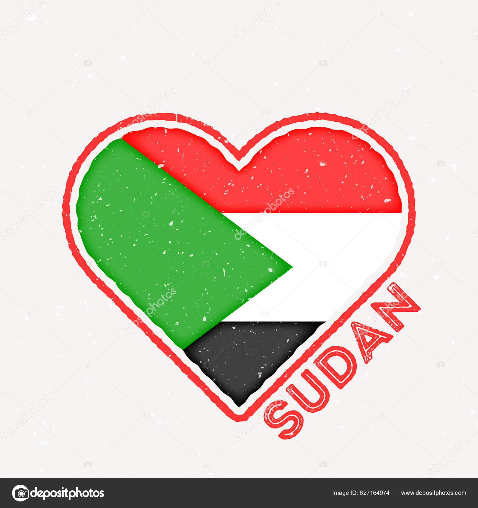 Sudan Heart Flag Badge Sudan Logo Grunge Texture Flag Country Vector De Stock Por Gagarych