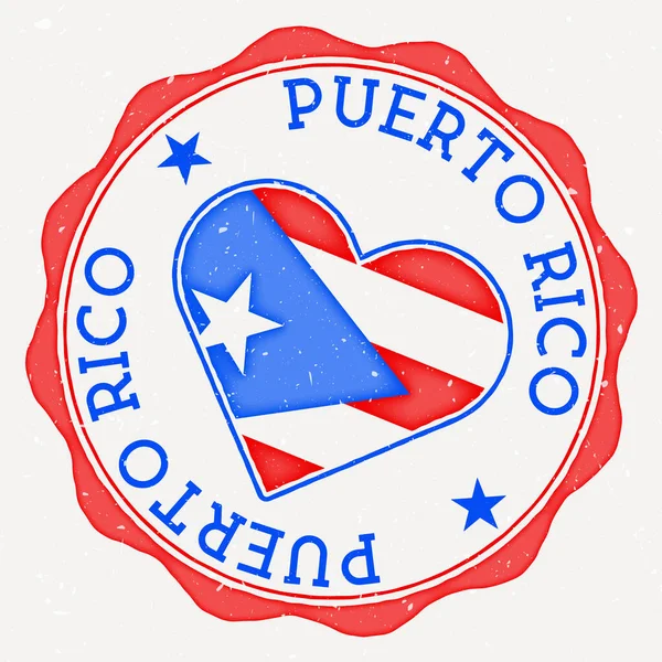 Puerto Rico Heart Flag Logo Country Name Text Puerto Rico — Stockový vektor