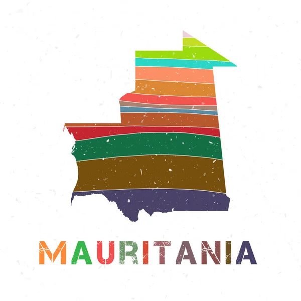 Mauritania Map Design Shape Country Beautiful Geometric Waves Grunge Texture — Archivo Imágenes Vectoriales