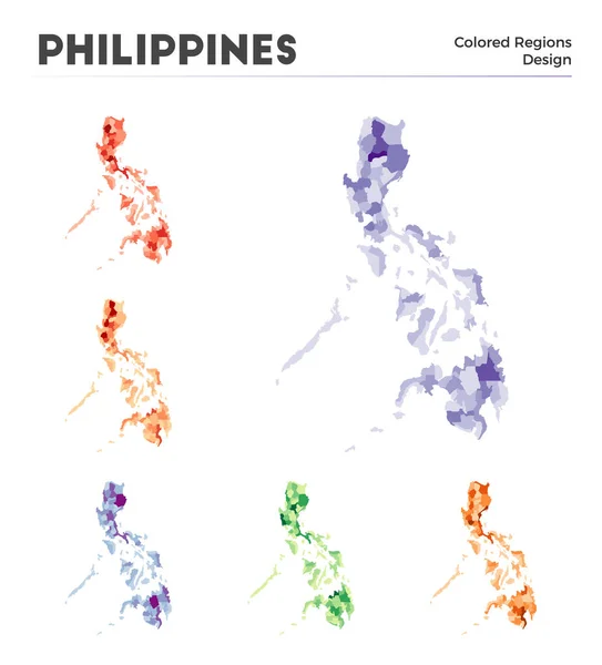 Philippines Map Collection Borders Philippines Your Infographic Colored Country Regions — ストックベクタ