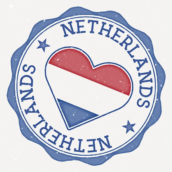 Netherlands Heart Flag Logo Country Name Text Netherlands Flag Shape — Stok Vektör