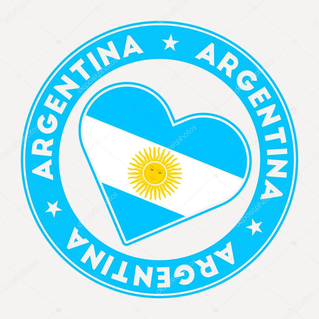 Argentina heart flag badge. From Argentina with love logo. Support the country flag stamp. Vector illustration.
