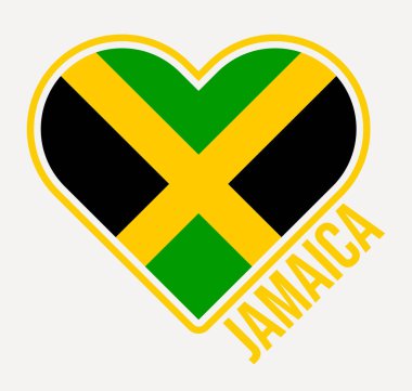 Jamaica heart flag badge. Made with Love from Jamaica logo. Flag of the country heart shape. Vector illustration.