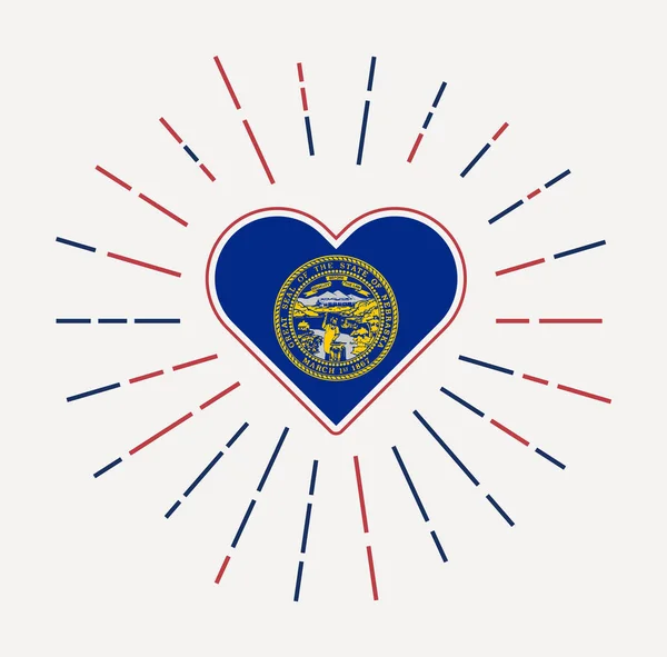 Nebraska Heart Flag State Sunburst Nebraska Heart Sign Vector Illustration — Stock Vector