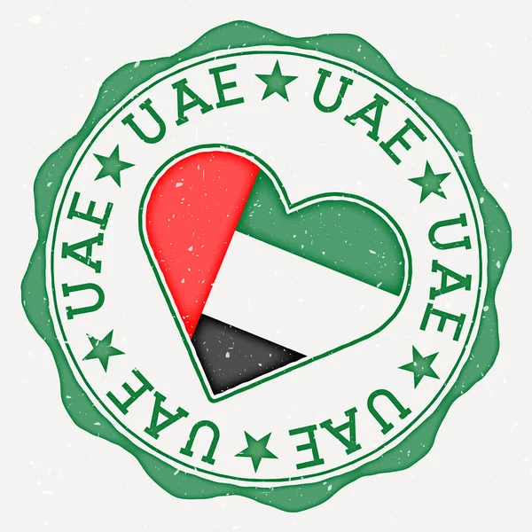 Uae Heart Flag Logo Country Name Text Uae Flag Shape — 스톡 벡터