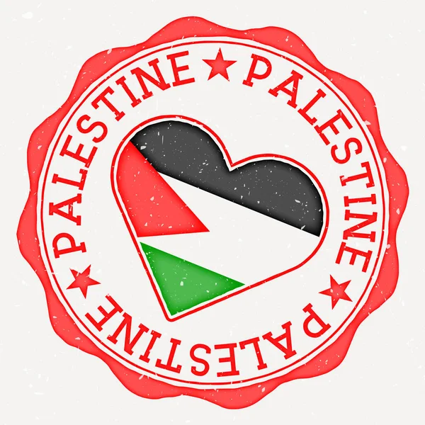 Палестинський Логотип Серця Назва Країни Текст Навколо Палестинського Прапора Формі — стоковий вектор