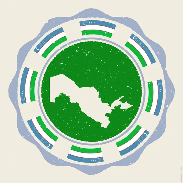 Uzbekistan Vintage Sign Grunge Logo Map Flags Uzbekistan Authentic Vector — Διανυσματικό Αρχείο