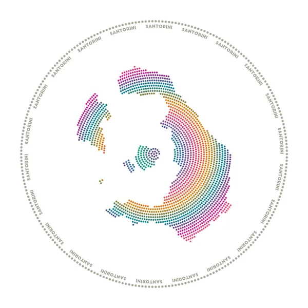 Santorini Круглий Логотип Цифрова Форма Санторіні Пунктирному Колі Назвою Острова — стоковий вектор
