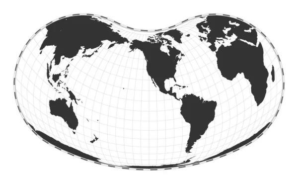 Vector World Map Hill Eucyclic Projection Plain World Geographical Map — Stock vektor