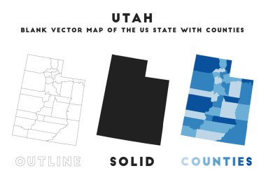 Utah map. Borders of Utah for your infographic. Vector us state shape. Vector illustration.