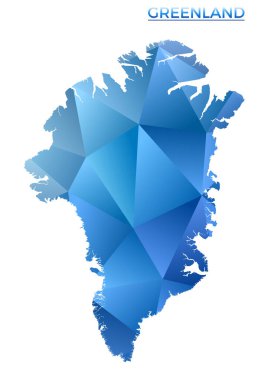 Vector polygonal Greenland map. Vibrant geometric country in low poly style. Attractive illustration for your infographics. Technology, internet, network concept.