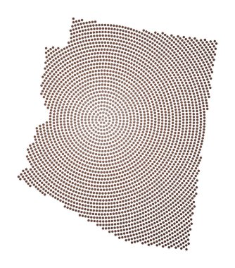 Arizona noktalı haritası. Arizona 'nın dijital şekli. Gradyan noktalı Amerikan devletinin teknik simgesi. Çekici vektör illüstrasyonu.