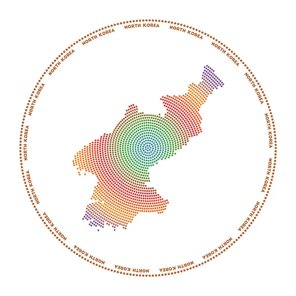 Kuzey Kore Yuvarlak Logosu Kuzey Kore Nin Dijital Şekilli Şekli — Stok Vektör