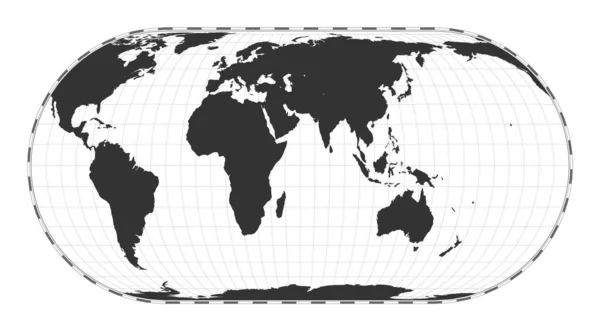 Vektorns Världskarta Eckert Projektion Plain World Geografisk Karta Med Latitud — Stock vektor