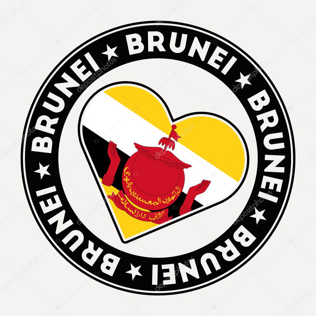 Insignia de la bandera del corazón Brunei. De Brunei con el logotipo