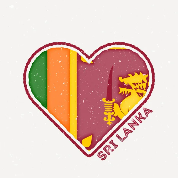 Sri Lanka Heart Flag Badge Sri Lanka Logo Grunge Texture —  Vetores de Stock