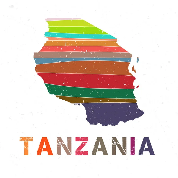 Tanzania Map Design Shape Country Beautiful Geometric Waves Grunge Texture — 스톡 벡터