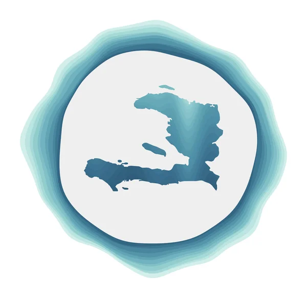 Logo Haiti Odznak Země Vrstvený Kruhový Nápis Kolem Hraničního Tvaru — Stockový vektor