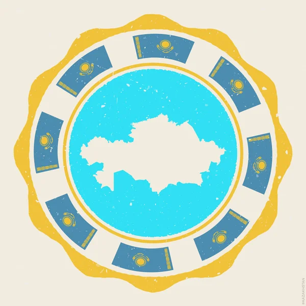 Kazakhstan Vintage Sign Grunge Logo Map Flags Kazakhstan Creative Vector — Stock Vector