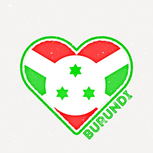 Burundi Heart Flag Badge Burundi Logo Grunge Texture Flag Country — Stock Vector