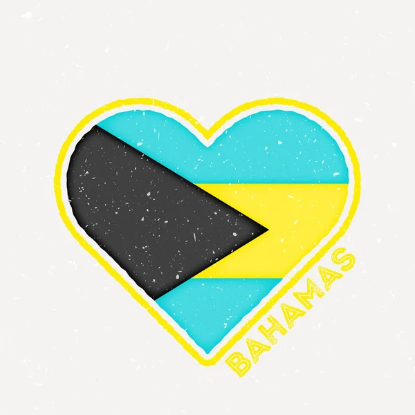Bahamas Herz Flagge Abzeichen Bahamas Logo Mit Grunge Textur Flagge — Stockvektor