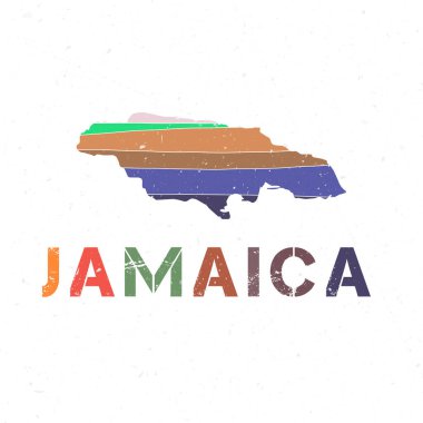 Jamaika harita tasarımı. Güzel geometrik dalgalar ve grunge dokusuyla ülkenin şekli. Üstün vektör illüstrasyonu.
