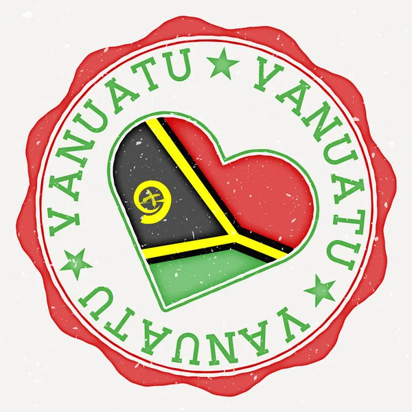 Λογότυπο Σημαίας Καρδιάς Vanuatu Χώρα Όνομα Κείμενο Γύρω Από Σημαία — Διανυσματικό Αρχείο