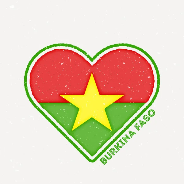 Badge Drapeau Coeur Burkina Faso Logo Burkina Faso Avec Texture — Image vectorielle