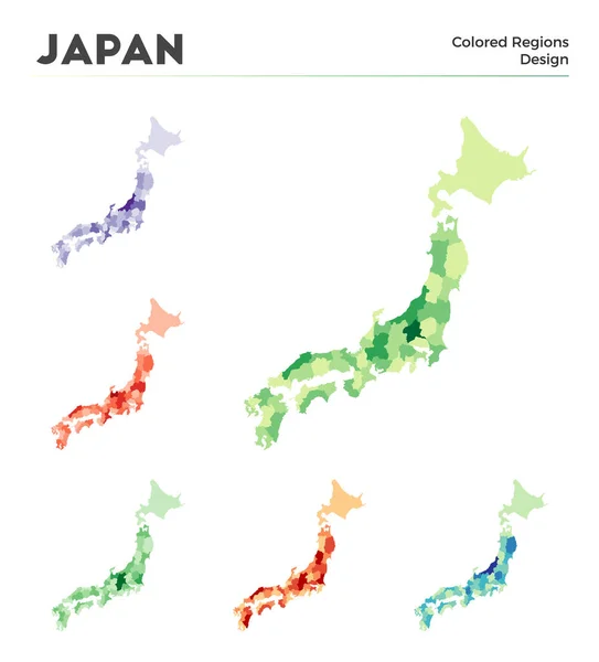 Japan Map Collection Borders Japan Your Infographic Colored Country Regions — ストックベクタ