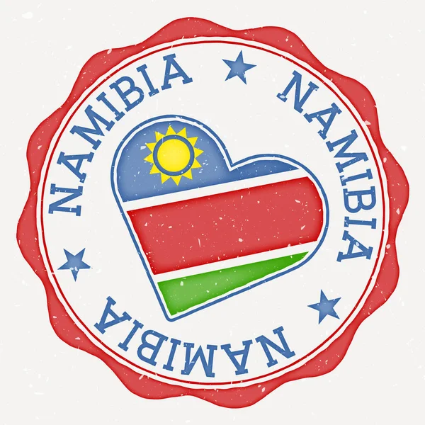 Namibia Heart Flag Logo Country Name Text Namibia Flag Shape — Archivo Imágenes Vectoriales