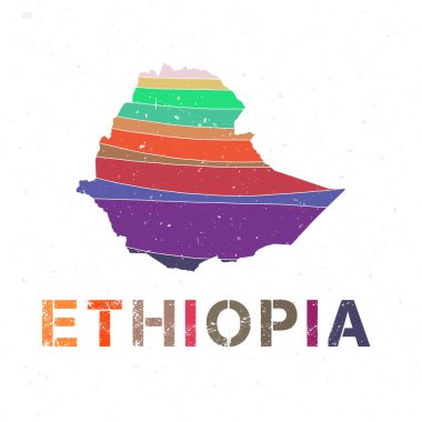 Ethiopia map design. Shape of the country with beautiful geometric waves and grunge texture. Creative vector illustration.